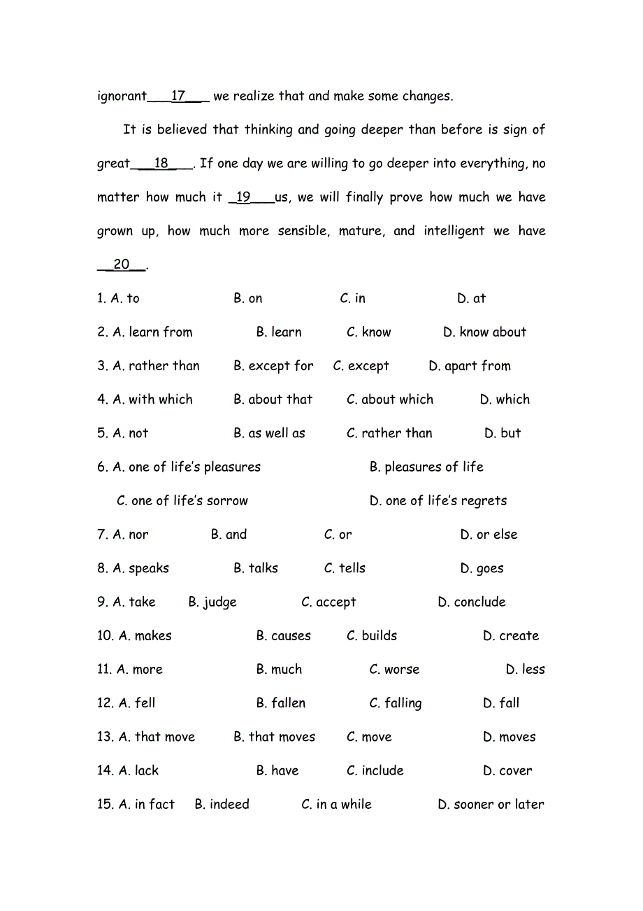 四川省2012届高三英语二轮复习专题训练：完形填空（25）.doc_第2页