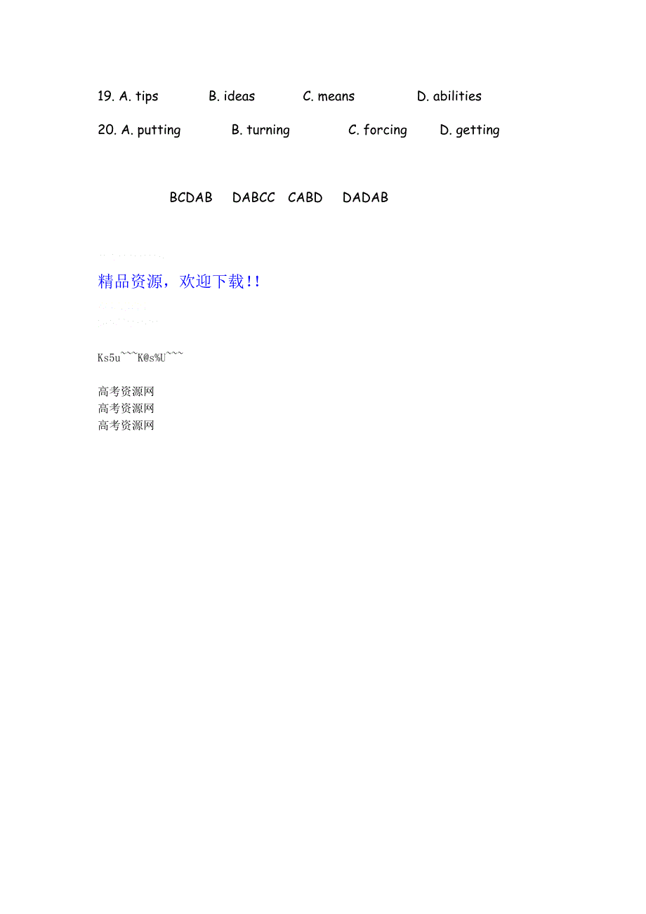 四川省2012届高三英语二轮复习专题训练：完形填空（16）.doc_第3页