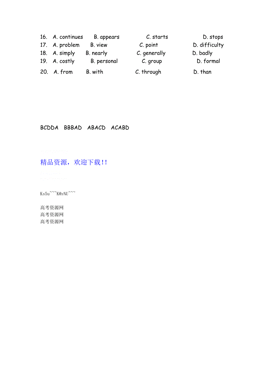 四川省2012届高三英语二轮复习专题训练：完形填空（17）.doc_第2页