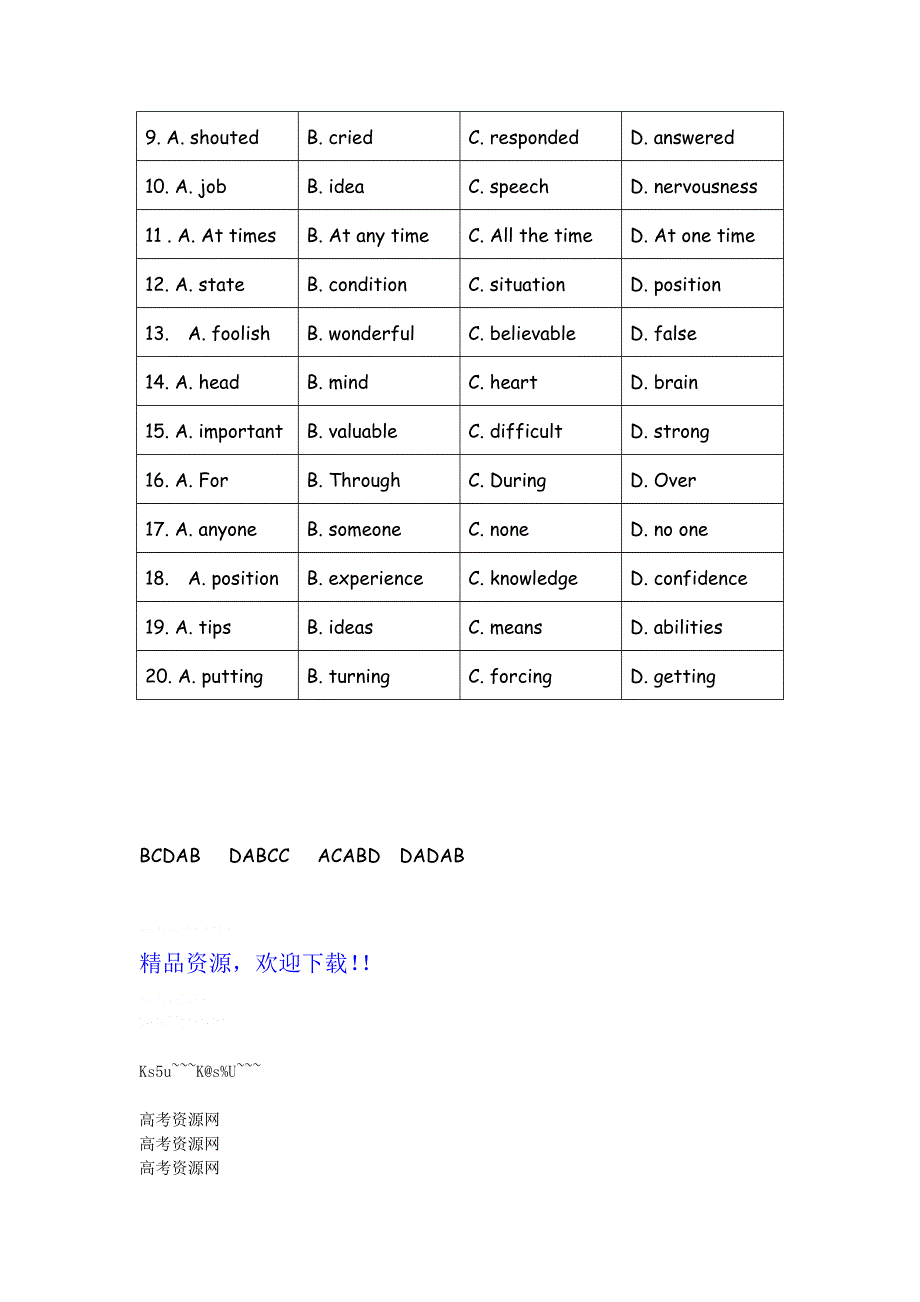 四川省2012届高三英语二轮复习专题训练：完形填空（27）.doc_第2页