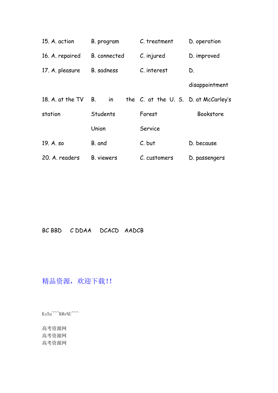 四川省2012届高三英语二轮复习专题训练：完形填空（28）.doc_第3页