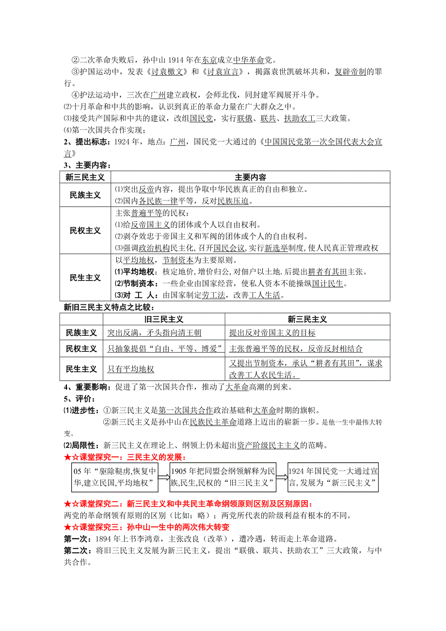 四川省2014-2015学年高中历史（人民版）必修三复习提纲：专题四 20世纪以来中国重大思想理论成果.doc_第2页