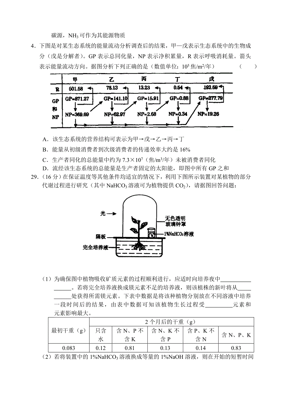 2006-2007学年度北京市东城区理科综合能力测试生物部分.doc_第2页