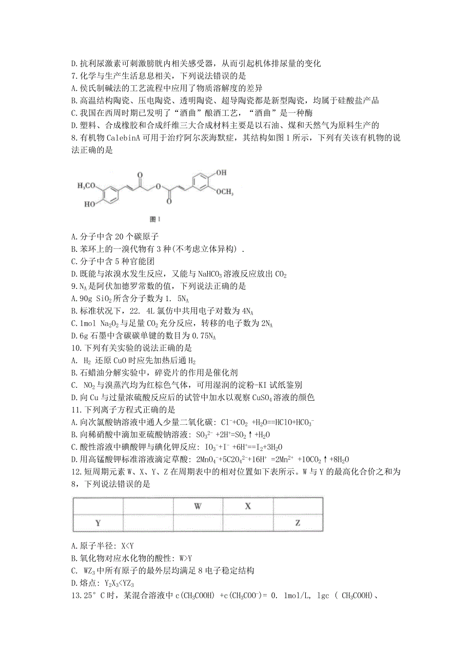 云南省云南师范大学附属中学2021届高三理综适应性月考卷（七）.doc_第2页