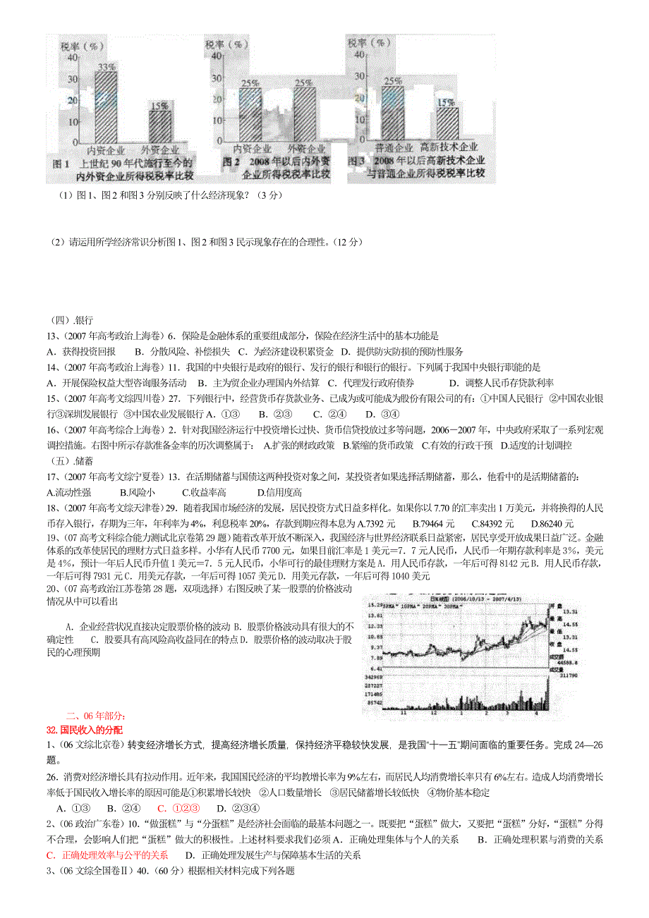 2006-2007年高考真题政治经济常识部分总汇：分配专题.doc_第2页