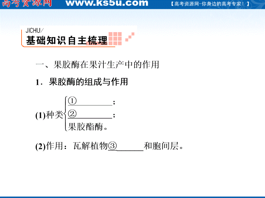 2012金版教程高三生物一轮复习课件人教版：专题40酶的应用.ppt_第3页