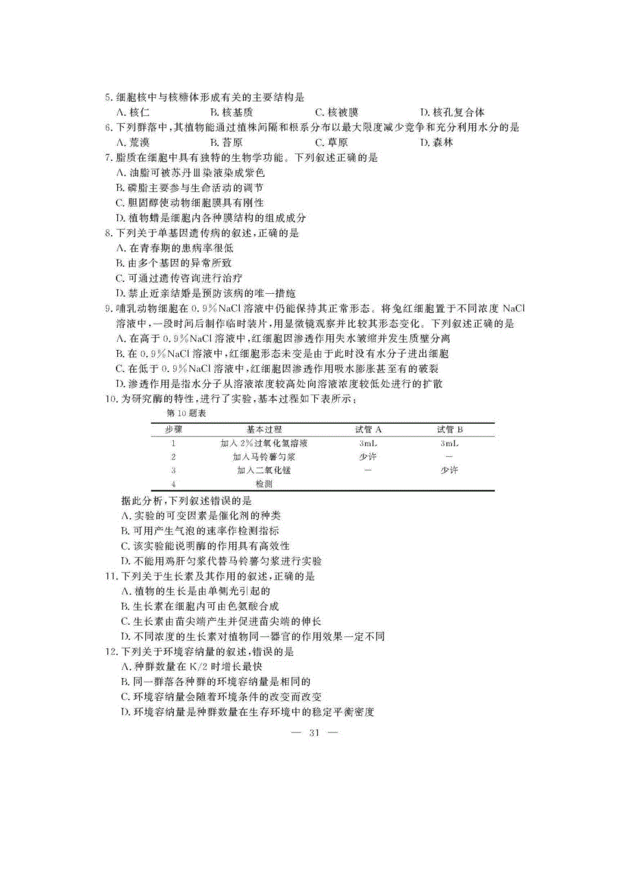 2019年4月浙江省普通高校招生选考科目考试生物试题 图片版含答案.docx_第2页