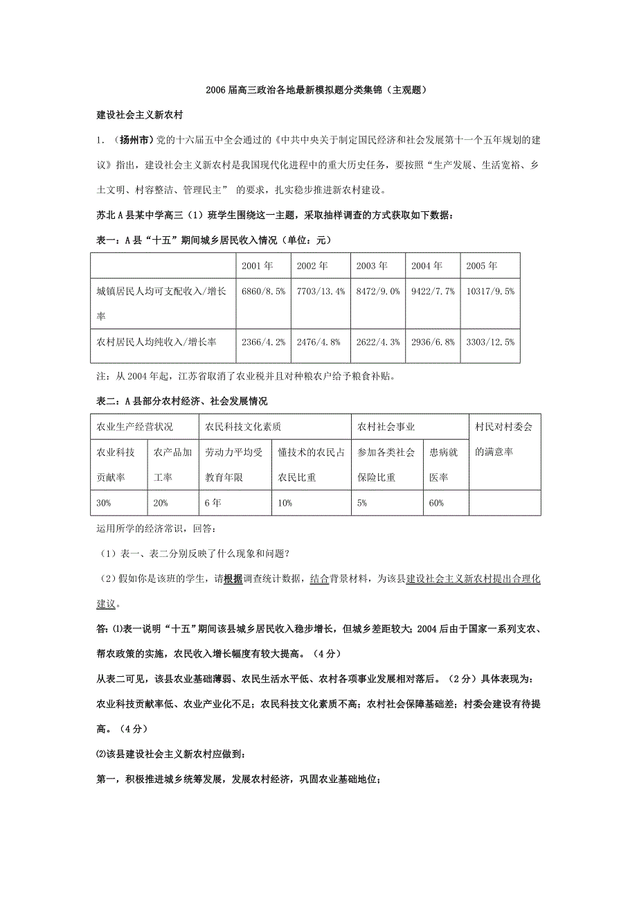 2006届高三政治各地最新模拟题分类集锦.doc_第1页