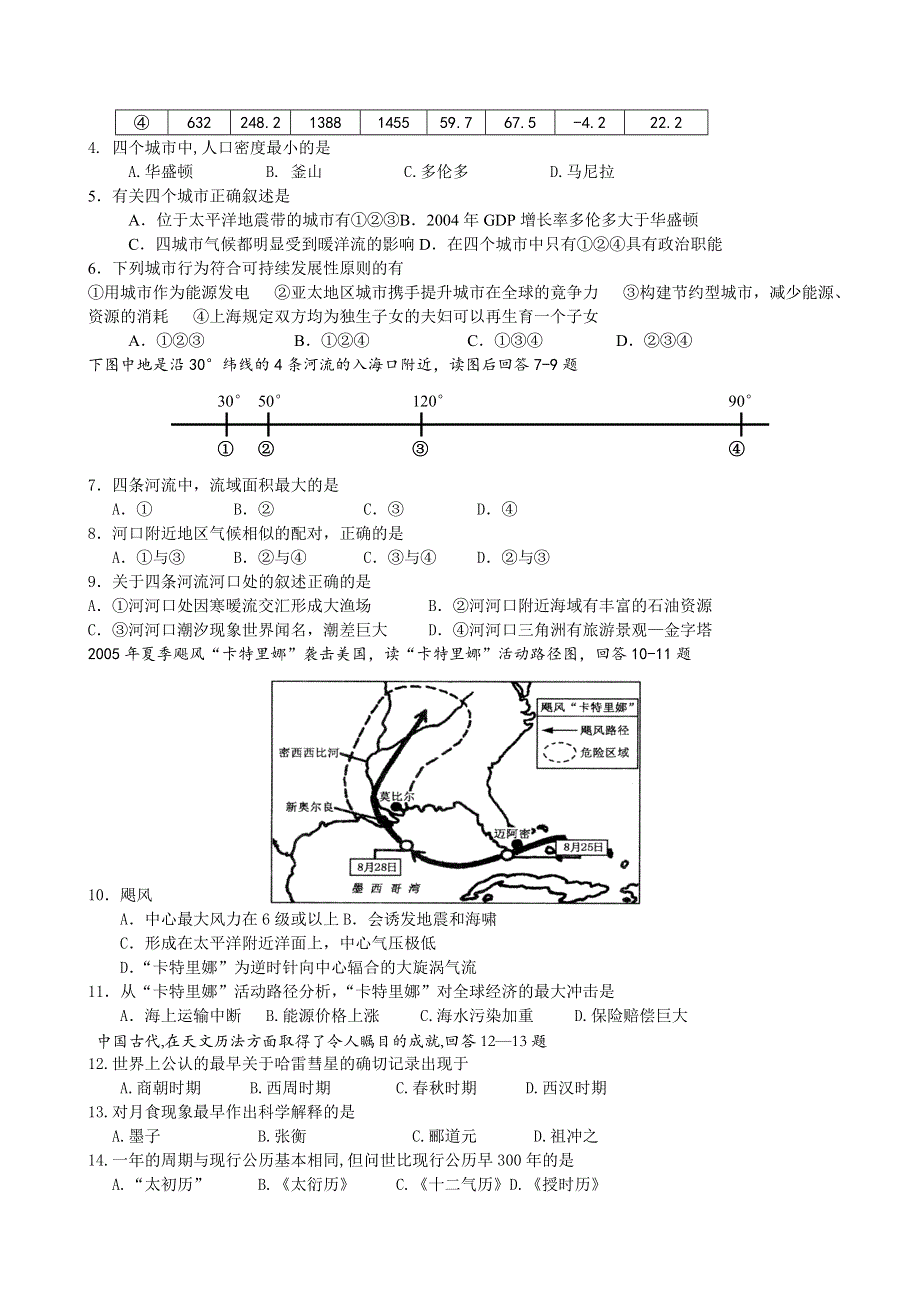 2006届重庆市高三联合诊断性考试（文科综合）.doc_第2页