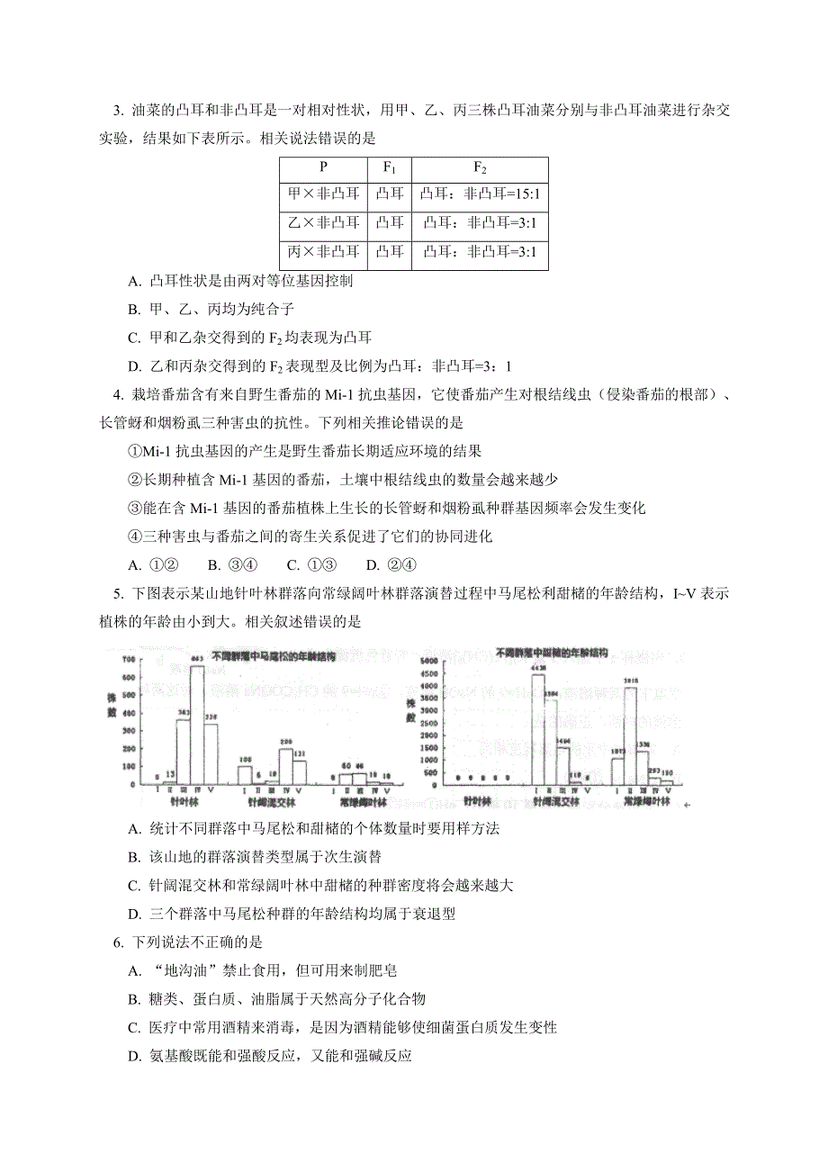 《2014石景山一模》北京市石景山区2014届高三3月统一测试 理综 WORD版含答案.doc_第2页