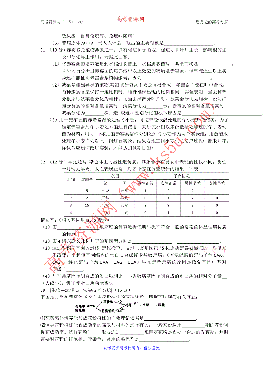 云南昆明一中2012届高三第二次摸底测试生物试题.doc_第3页