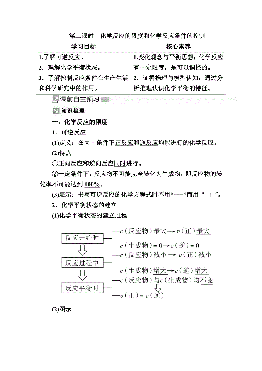 2019—2020学年人教新课标版高中化学必修二教师用书：2-3-2第二课时　化学反应的限度和化学反应条件的控制 WORD版含答案.docx_第1页