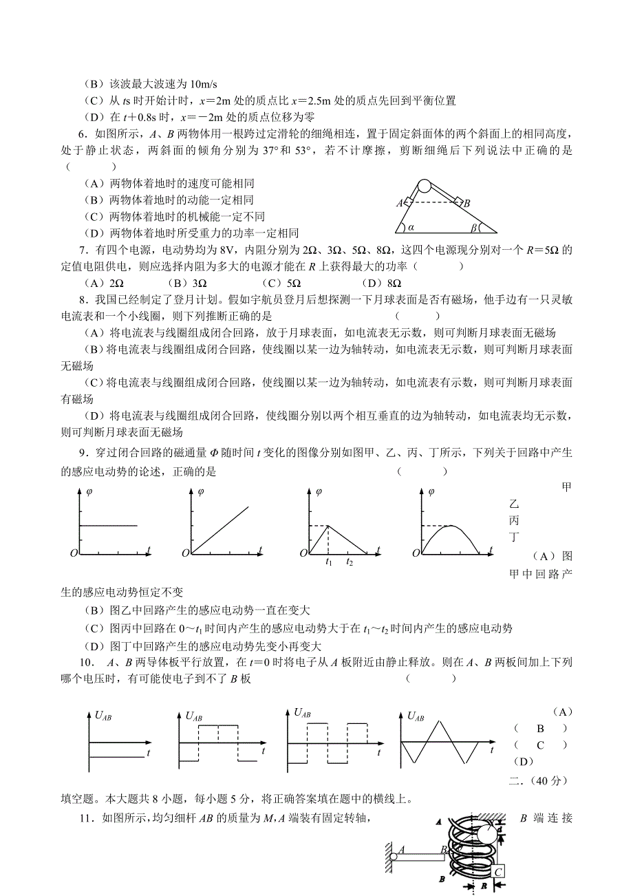 2005学年第一学期徐汇区高三物理学习能力诊断卷.doc_第2页