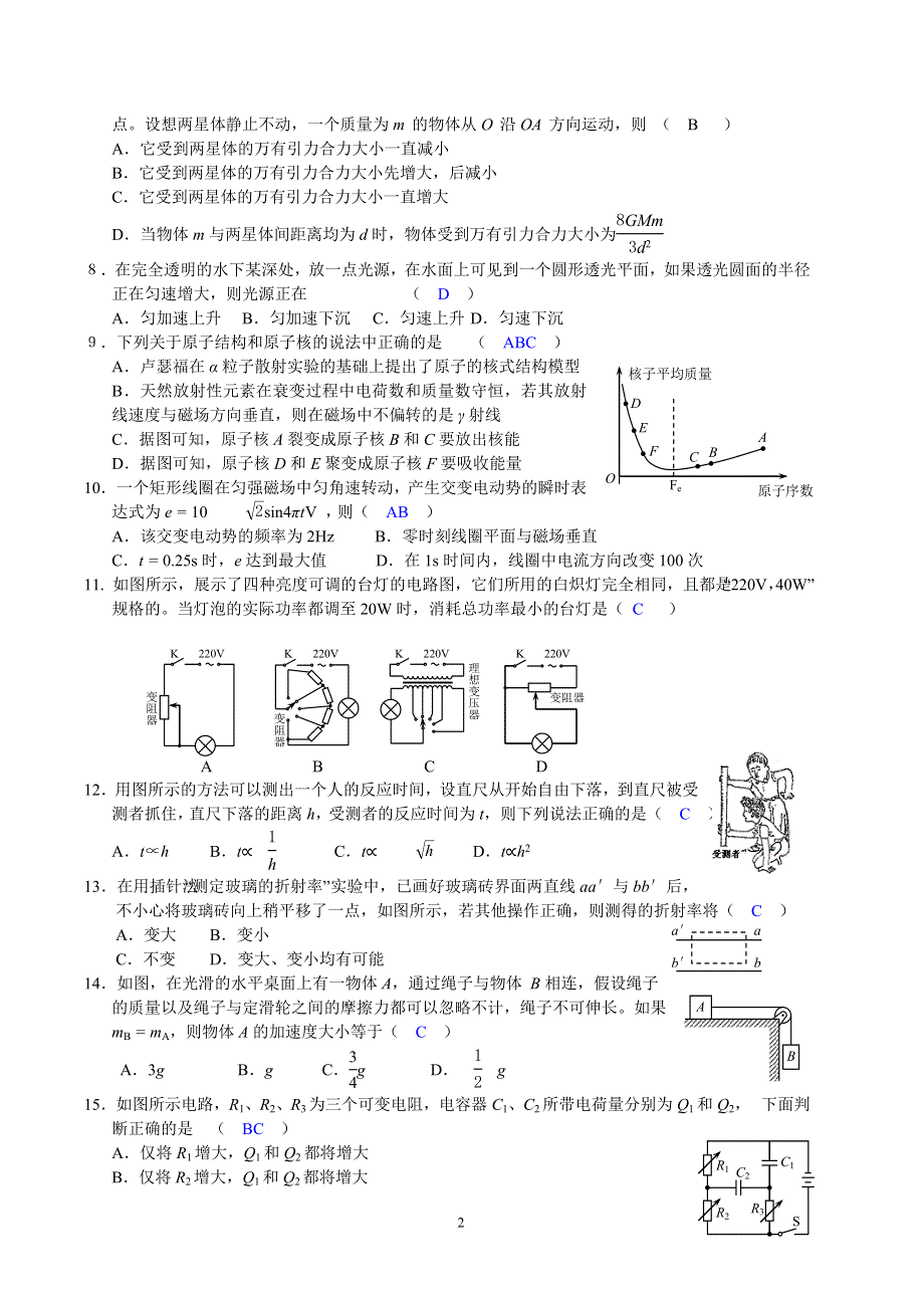 2005届高三物理能力测试2.doc_第2页