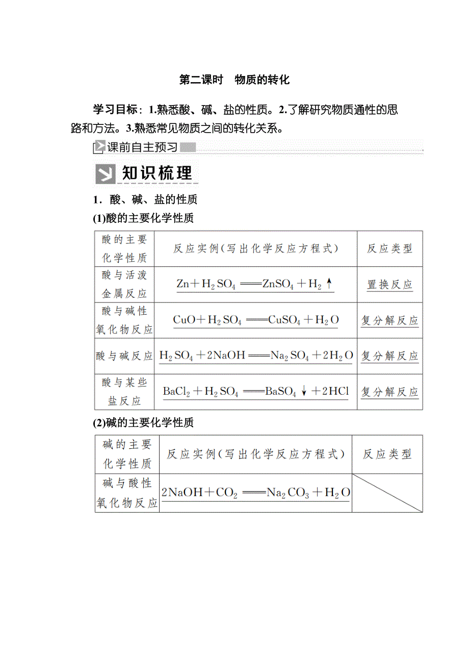 2019—2020学年新教材课标版高中化学必修第一册教师用书：1-1-2第二课时　物质的转化 WORD版含答案.docx_第1页