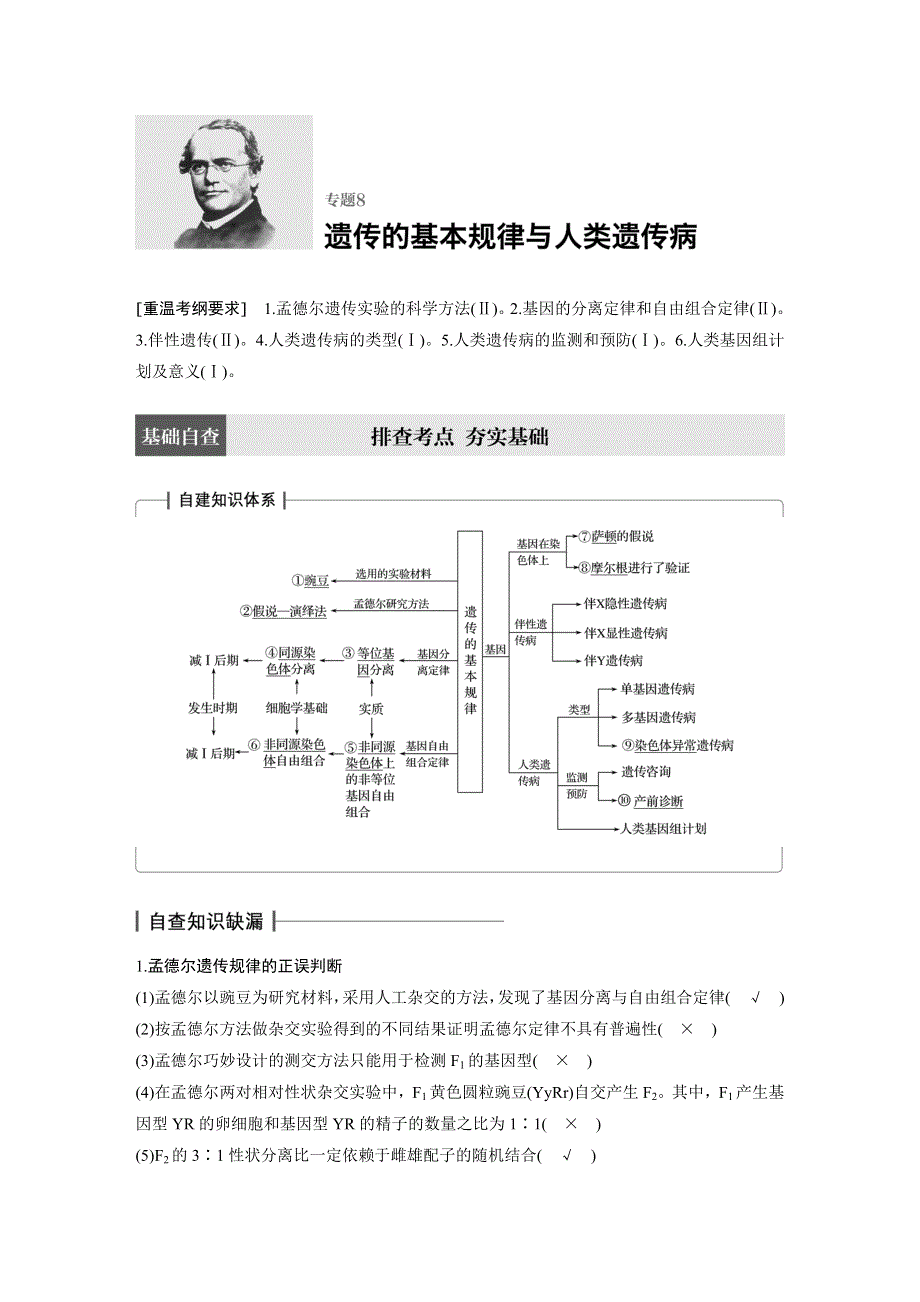 2017步步高大二轮专题复习与增分策略（通用版生物）教师用书：专题8　遗传的基本规律与人类遗传病 WORD版含解析.docx_第1页