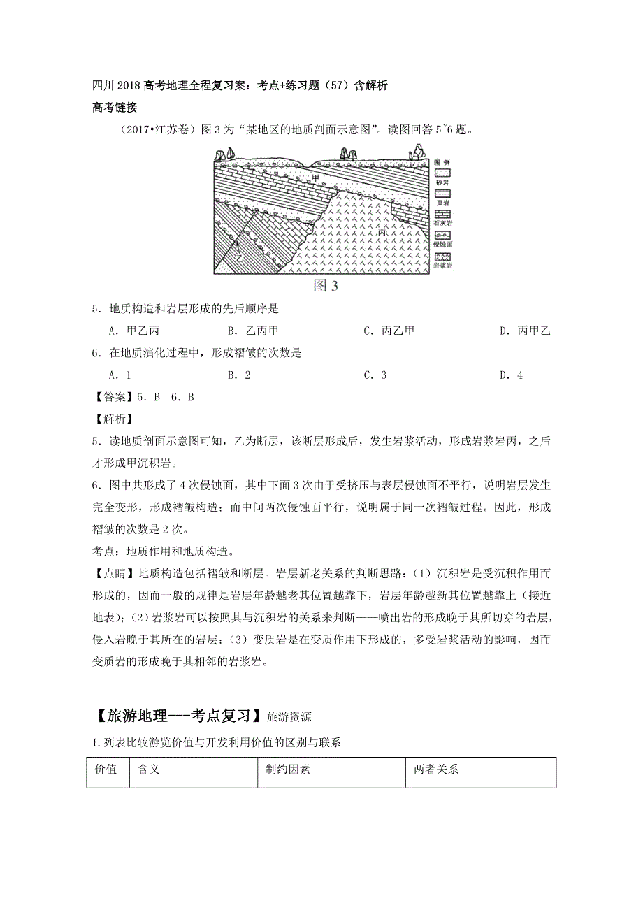 四川2018高考地理全程复习案：考点 练习题（57）含解析.doc_第1页