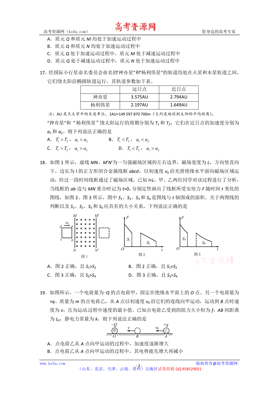 《2013朝阳二模》北京市朝阳区2013届高三第二次综合练习 理综物理 WORD版含答案.doc_第2页