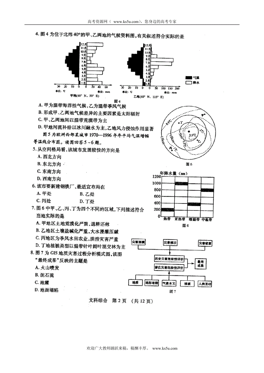 《2013枣庄市二模》山东省枣庄市2013届高三4月模拟考试 文综 扫描版无答案.doc_第2页