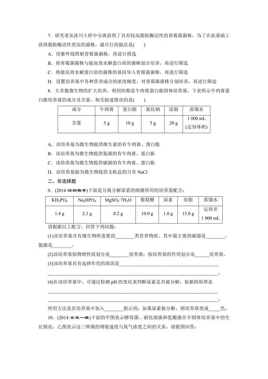 《2015三维设计》高考生物（安徽专用） 课时跟踪检测(三十七)　微生物的培养与利用 WORD版含答案.doc_第2页