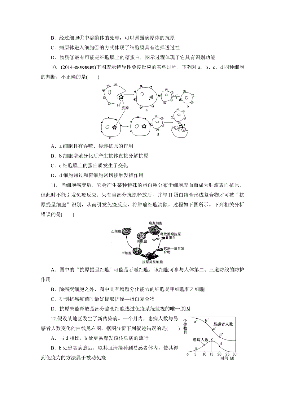 《2015三维设计》高考生物（安徽专用） 课时跟踪检测(二十六)　免疫调节 WORD版含答案.doc_第3页