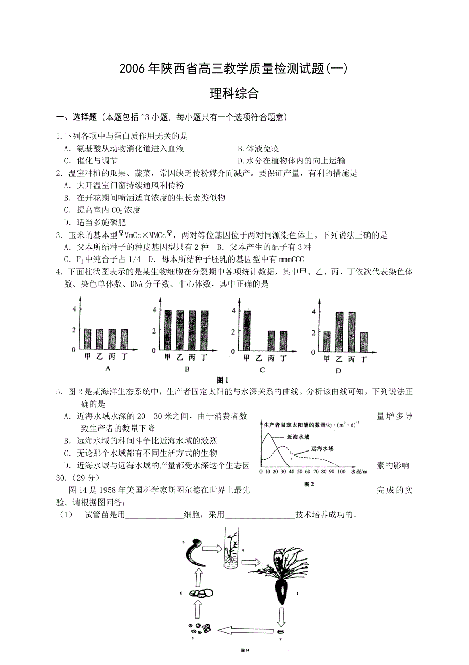 2006年陕西省高三教学质量检测试题.doc_第1页