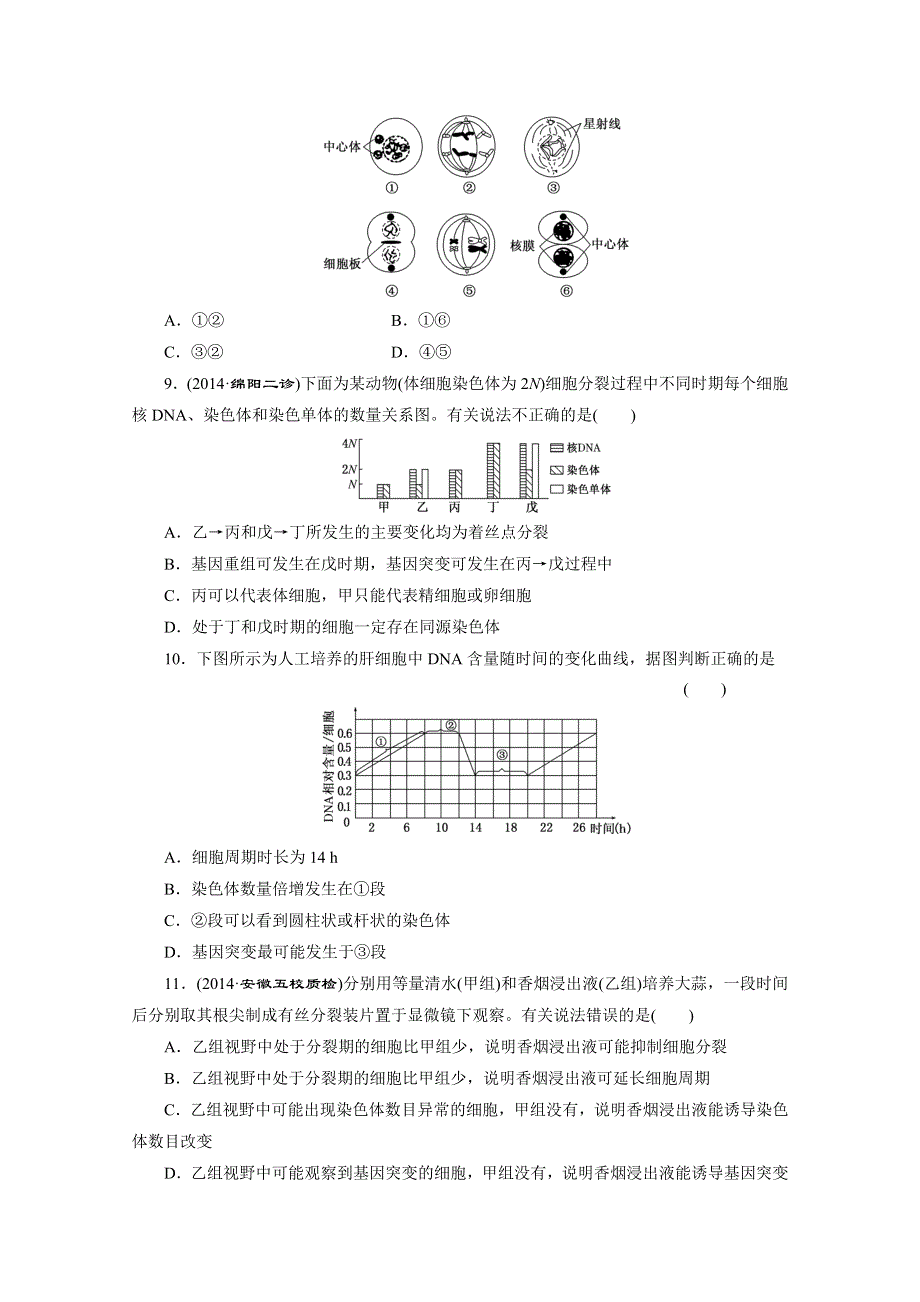 《2015三维设计》高考生物（安徽专用）一模考前热身训练 专题检测卷(一)　细胞的组成、结构与生命历程 WORD版含答案.doc_第3页