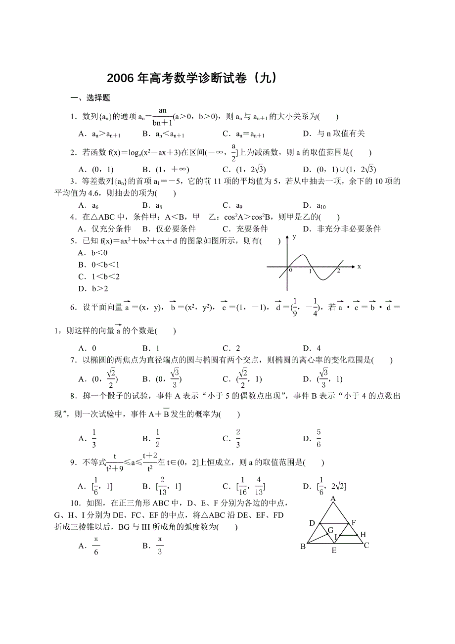 2006年高考数学诊断试卷（九）.doc_第1页