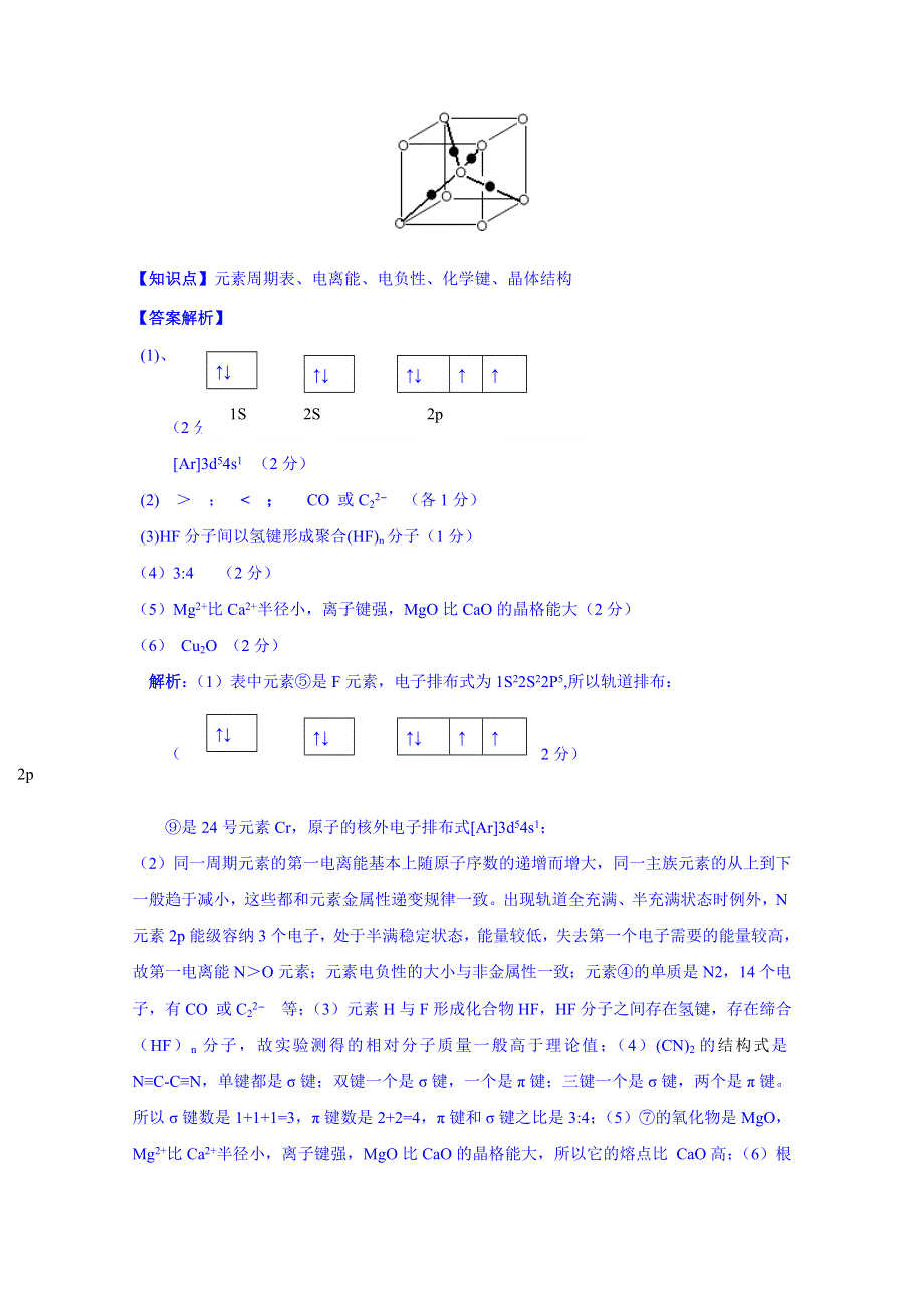 《2015届备考》2014全国名校化学试题分类解析汇编：N单元 物质结构与性质.doc_第2页