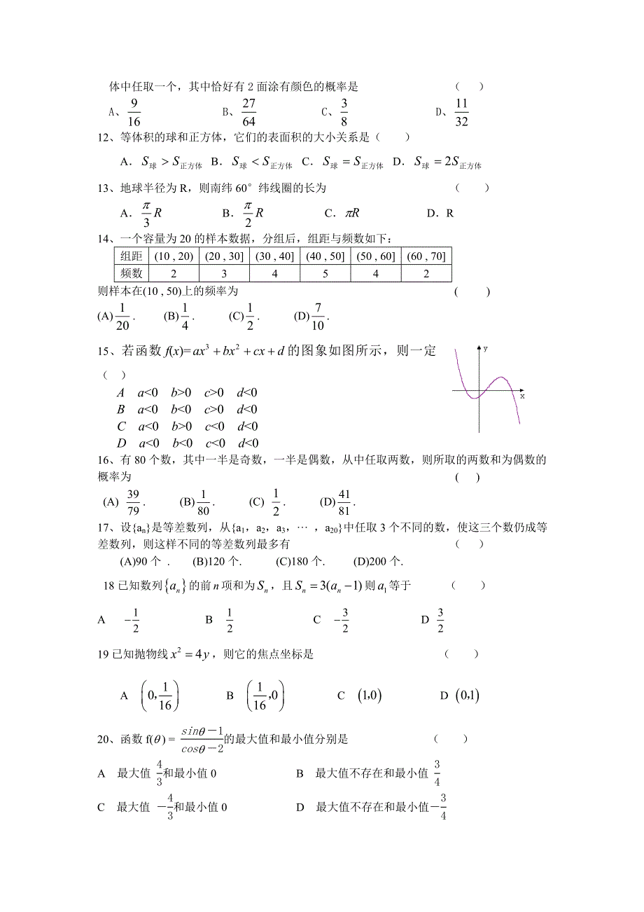 2006惠东中学高三数学选择题专项练习.doc_第2页