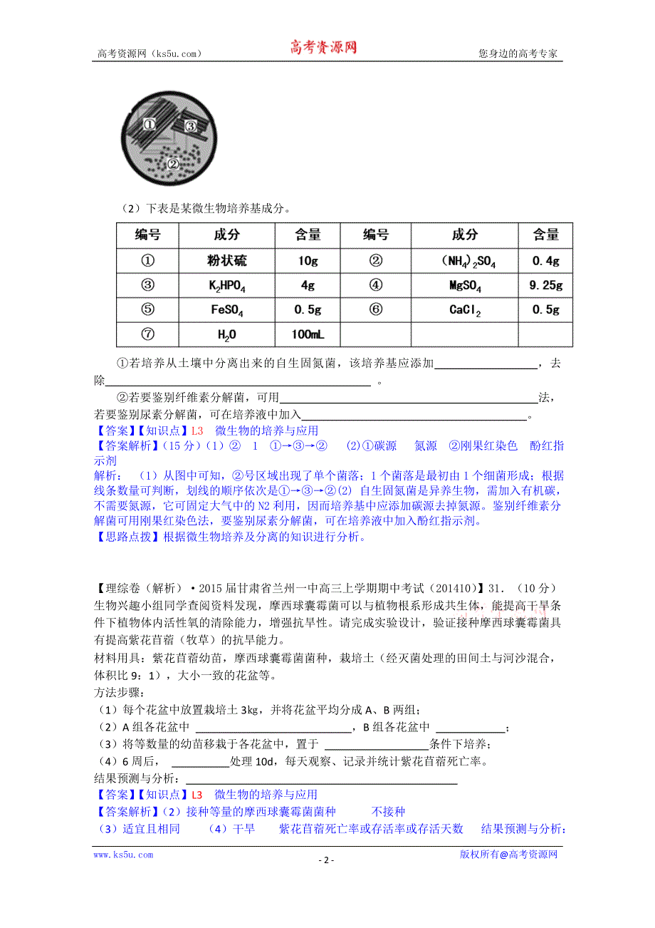 《2015届备考》2015届全国名校生物试题分类解析汇编第六期（11月）--L单元 生物工程及技术.doc_第2页