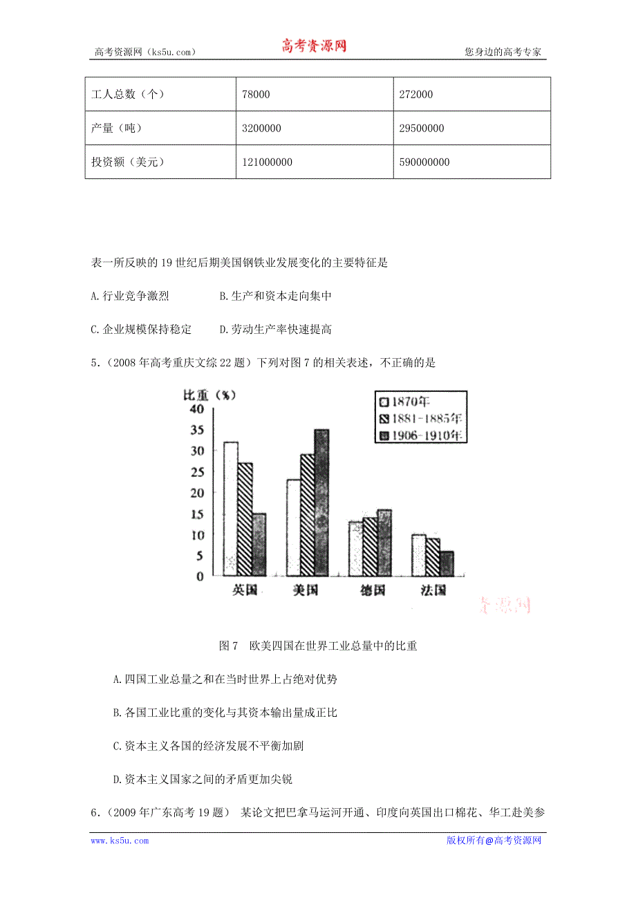 2007--2011年高考真题分类汇编与解析：5·4走向整体的世界（人民版必修Ⅱ）.doc_第2页