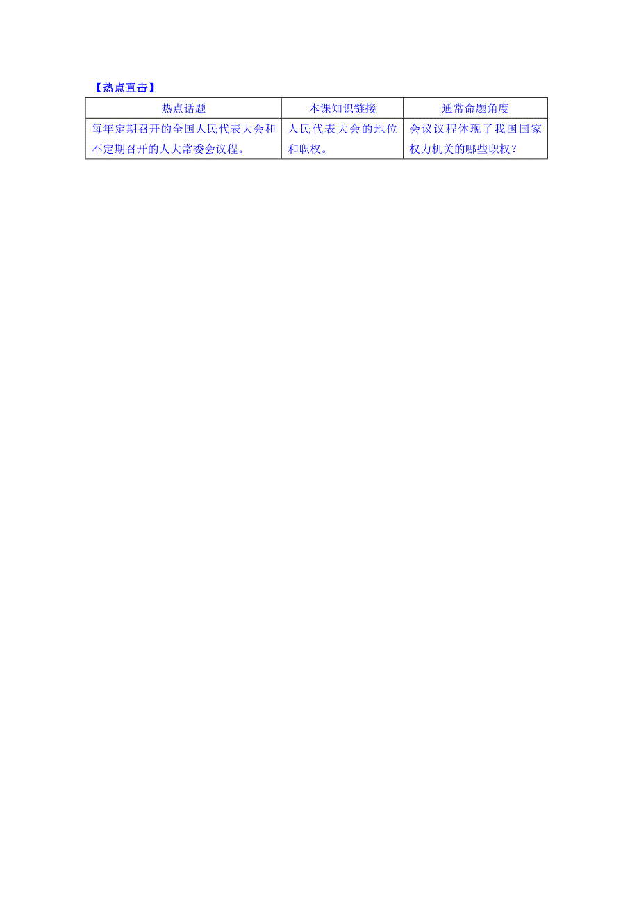 《2015春备课》高中政治四步教学法（人教版必修2）：5.1 人民代表大会：国家权力机关 第4步-结.doc_第2页