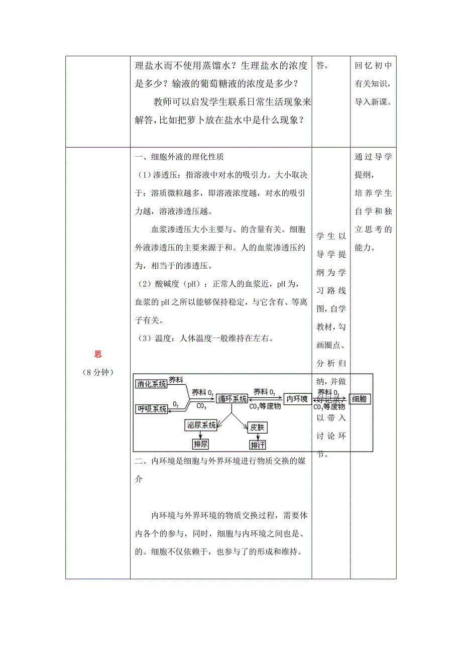 四川省北大附中成都为明学校人教版高中生物必修三：1-1细胞生活的环境2 教案 .doc_第2页