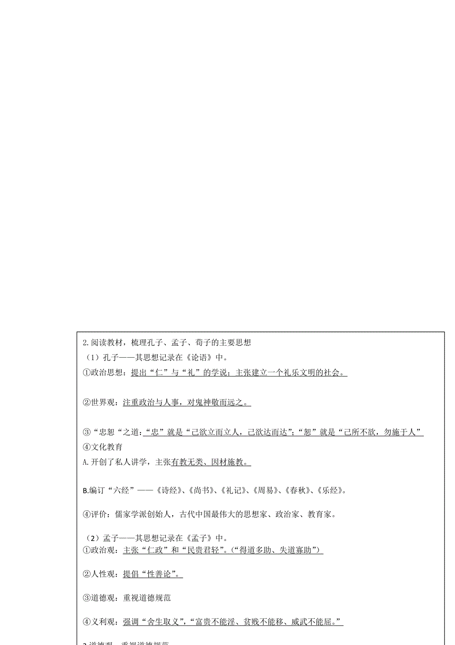 四川省北大附中成都为明学校人民版高中历史必修三：1-1百家争鸣（1）导学提纲（教师版） .doc_第2页