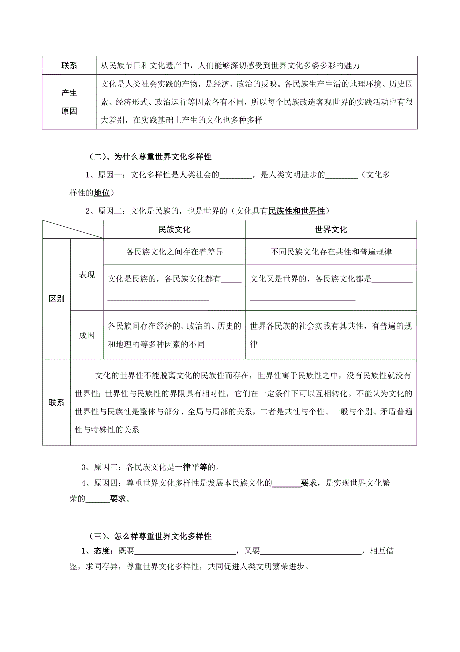 四川省北大附中成都为明学校高中政治必修3 2-3-1 世界文化的多样性（导学提纲）1 .doc_第2页