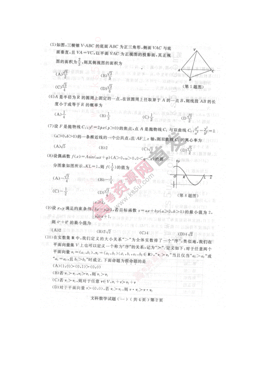 《2014聊城市一模》山东省聊城市2014届高三3月模拟考试 文数 扫描版含答案.doc_第2页