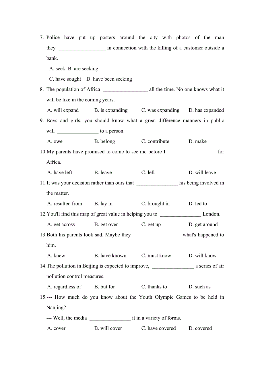 四川省北大附中成都为明学校高中英语必修5：MODULE 1 第七课时限时练 .doc_第2页