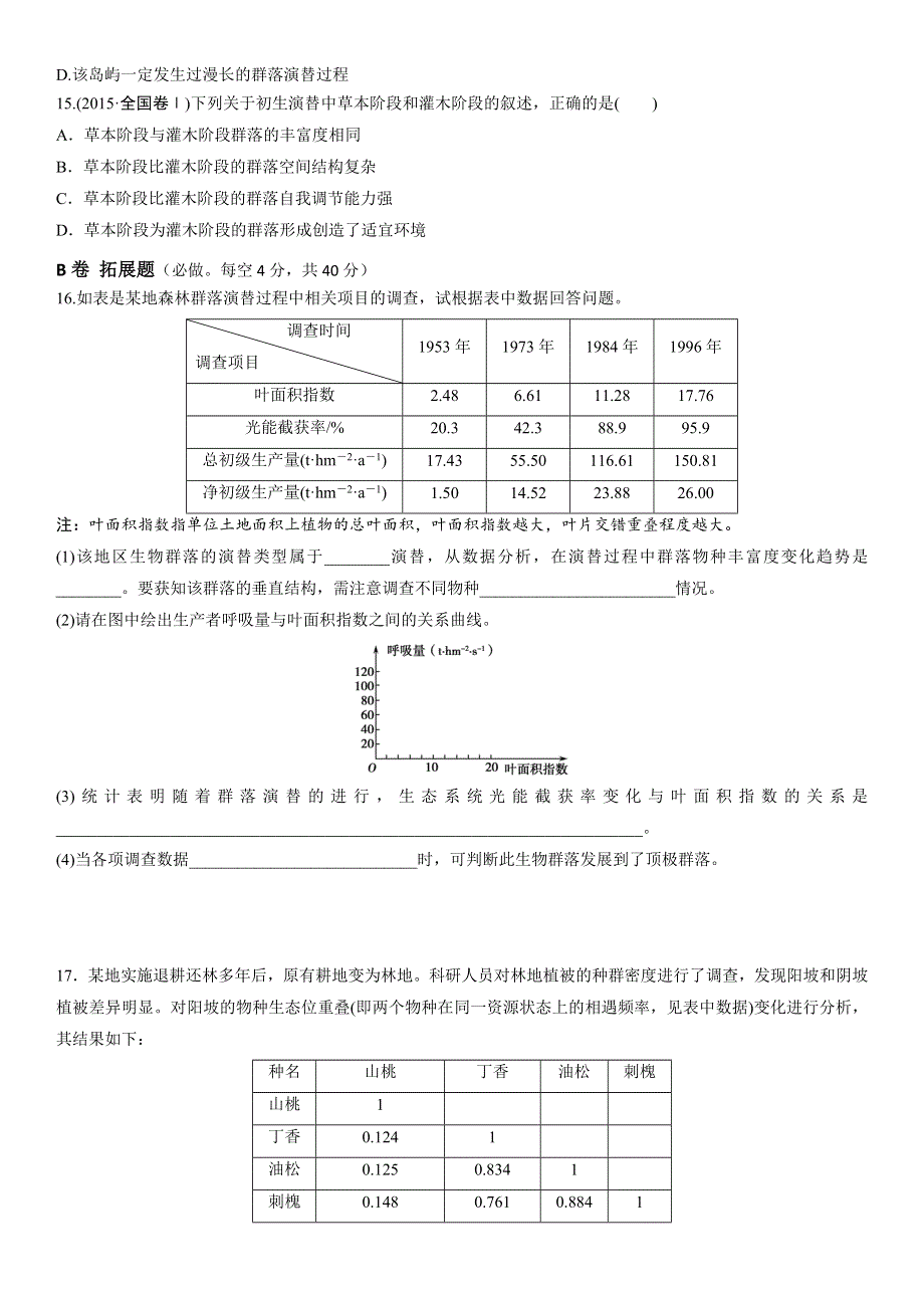 四川省北大附中成都为明学校高中生物人教版必修三限时练习：4-4群落的演替 .doc_第3页