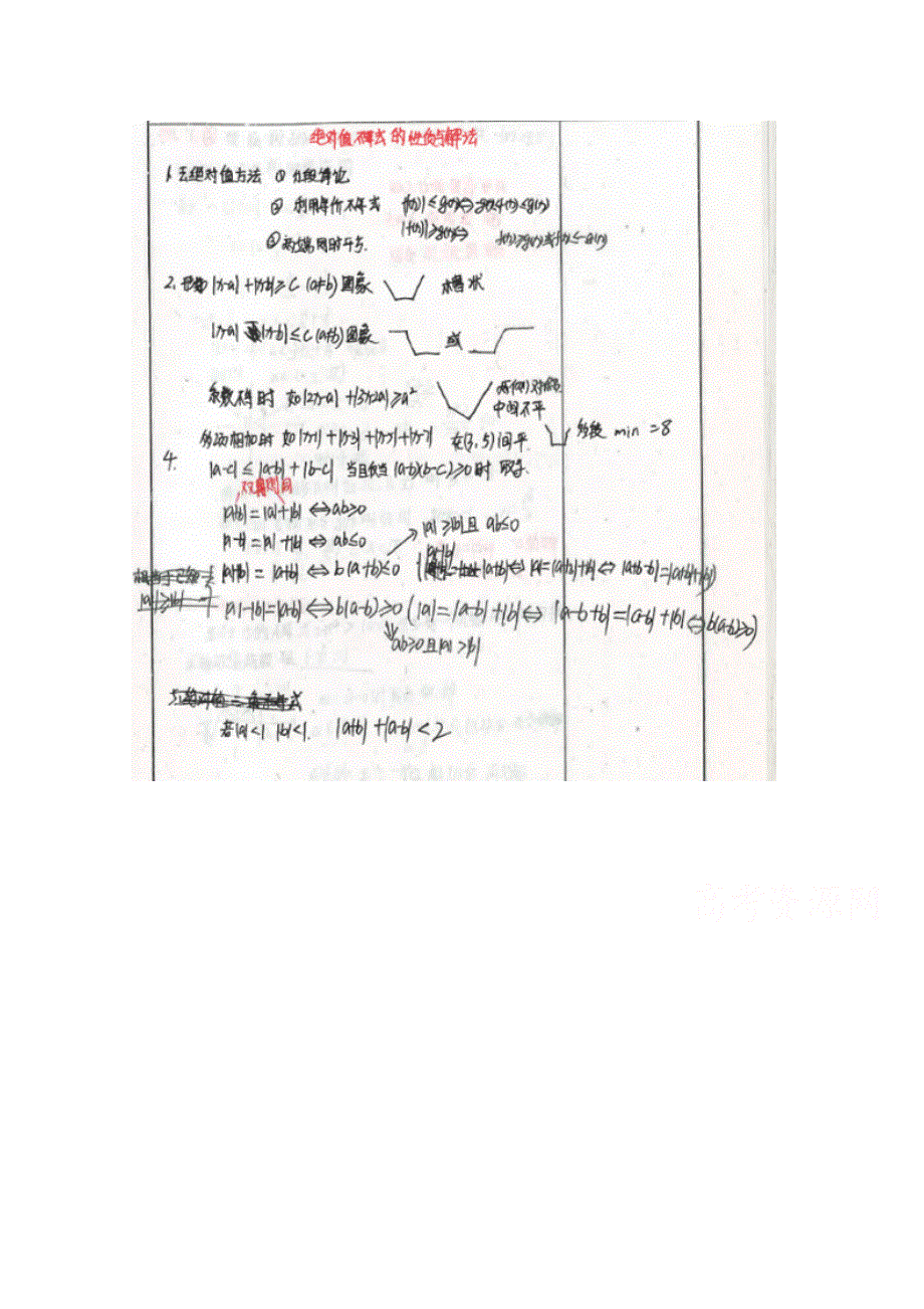 《2014高考 状元笔记》河北省衡水中学高中数学（理）复习测试题小结：48绝对值不等式性质的解法 扫描版含解析.doc_第1页