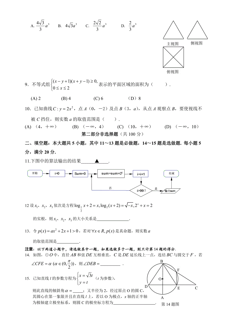 2007年惠东中学高考热身数学试卷（文）.doc_第2页