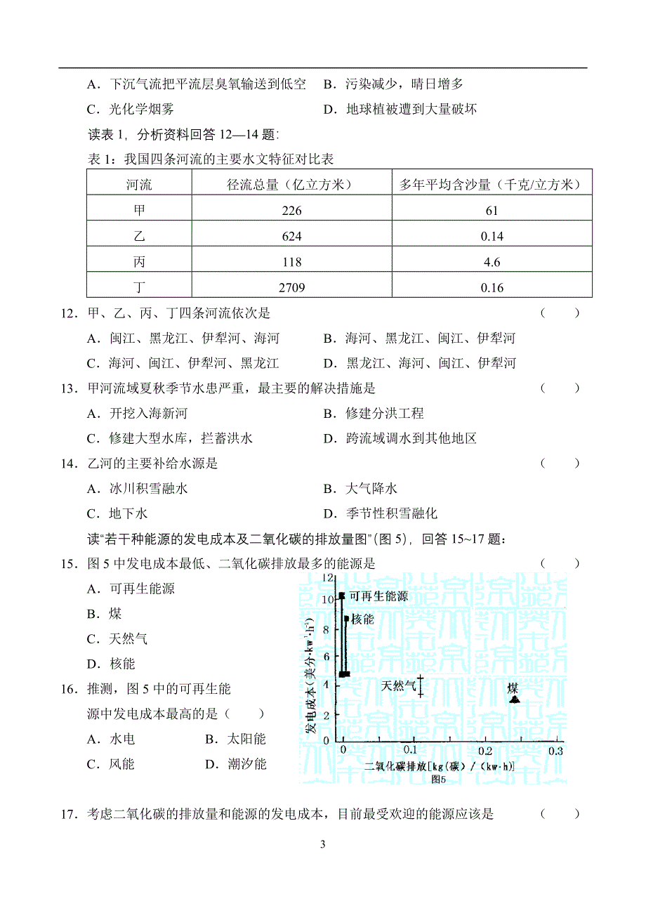 2007年河北枣强中学高考预测试卷---地理（强烈推荐！重点中学预测高考！最新的一手资料！）.doc_第3页