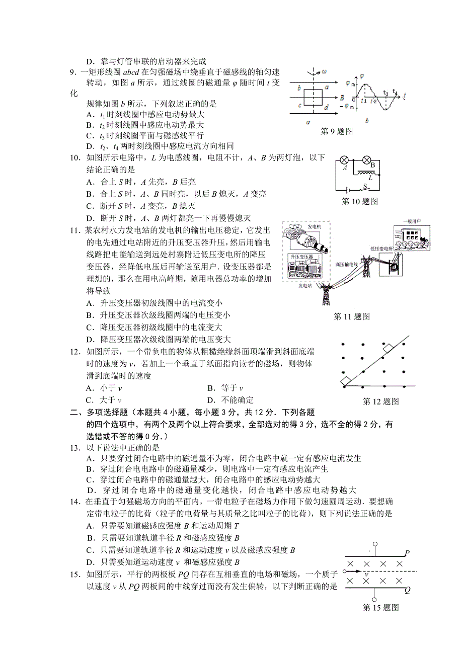 台州市2004学年第二学期高二年级期末评估试题物理.doc_第2页