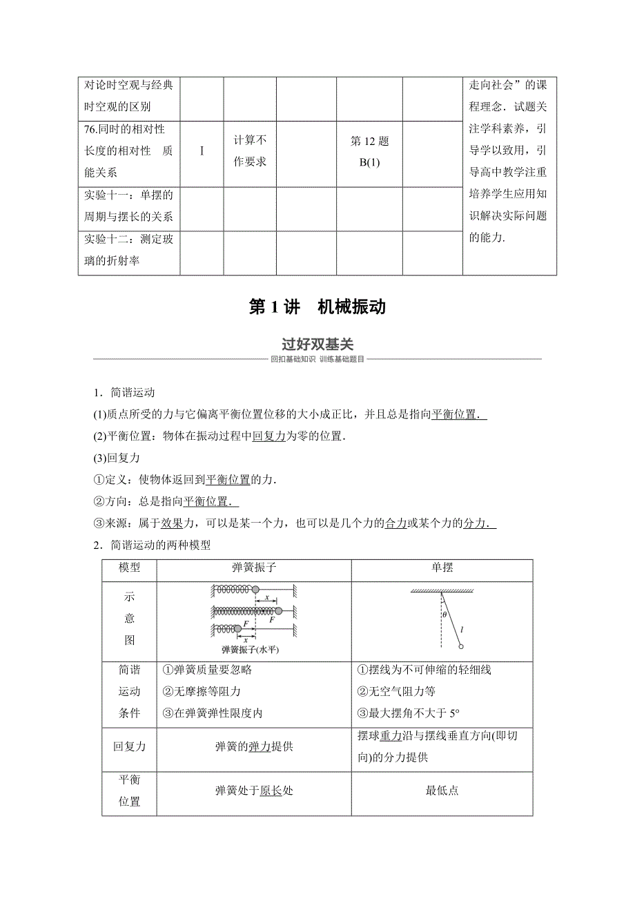 2019年高考物理大一轮复习江苏专版文档：第十二章 机械振动 机械波 第1讲 WORD版含答案.docx_第2页