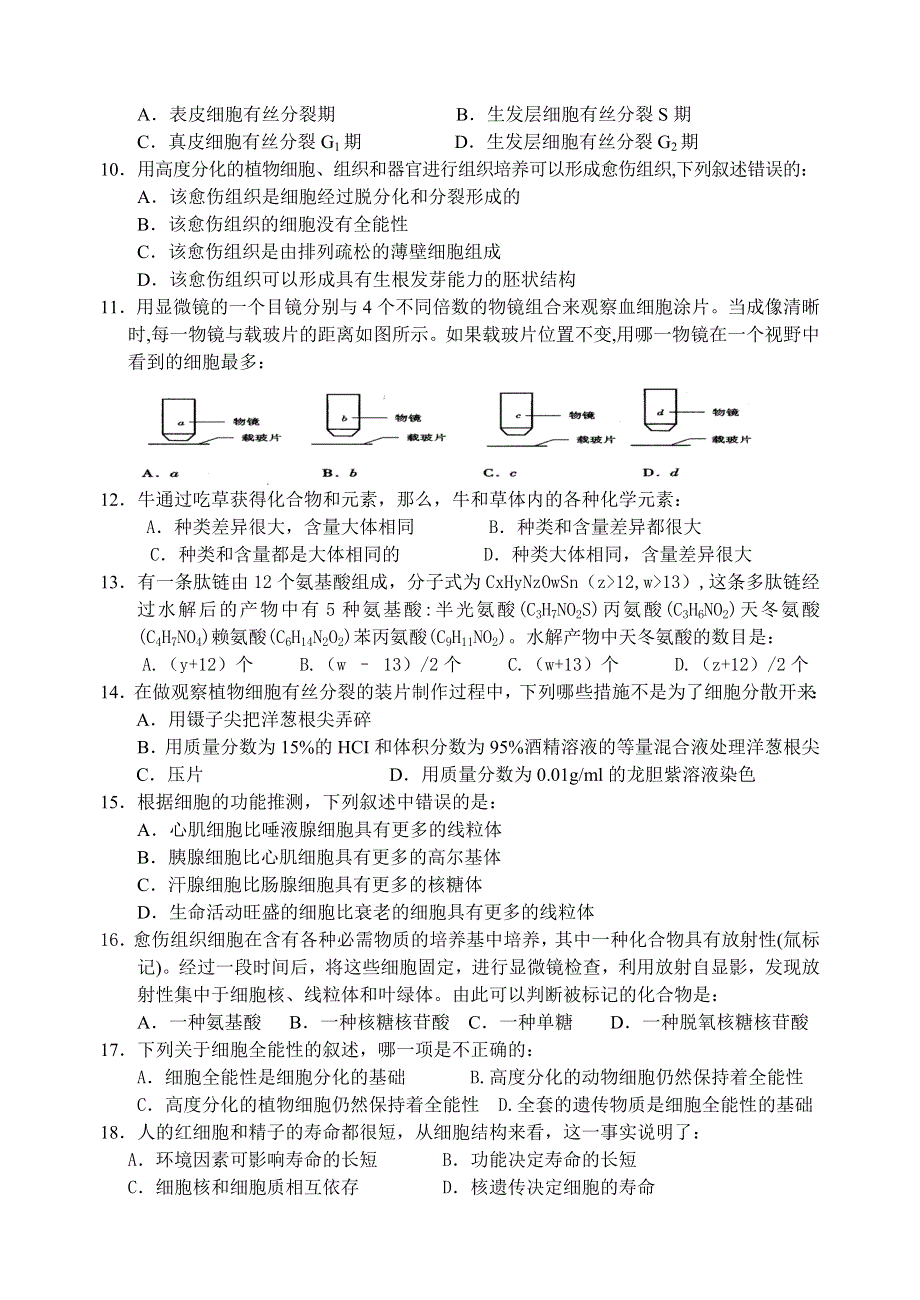 同步训练（5）细胞的分化癌变和衰老.doc_第2页