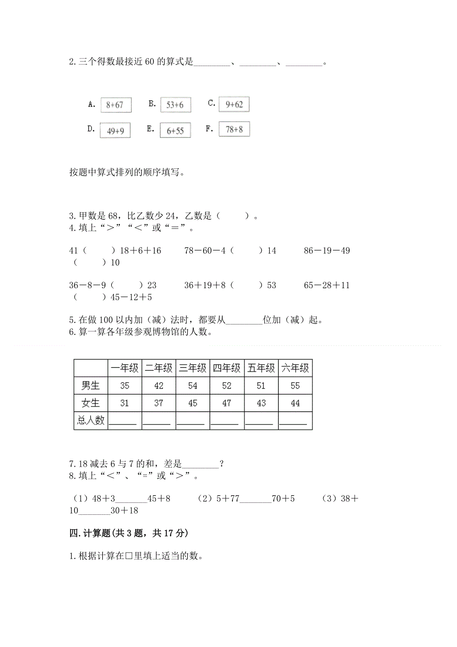 小学二年级数学100以内的加法和减法练习题及答案【网校专用】.docx_第2页