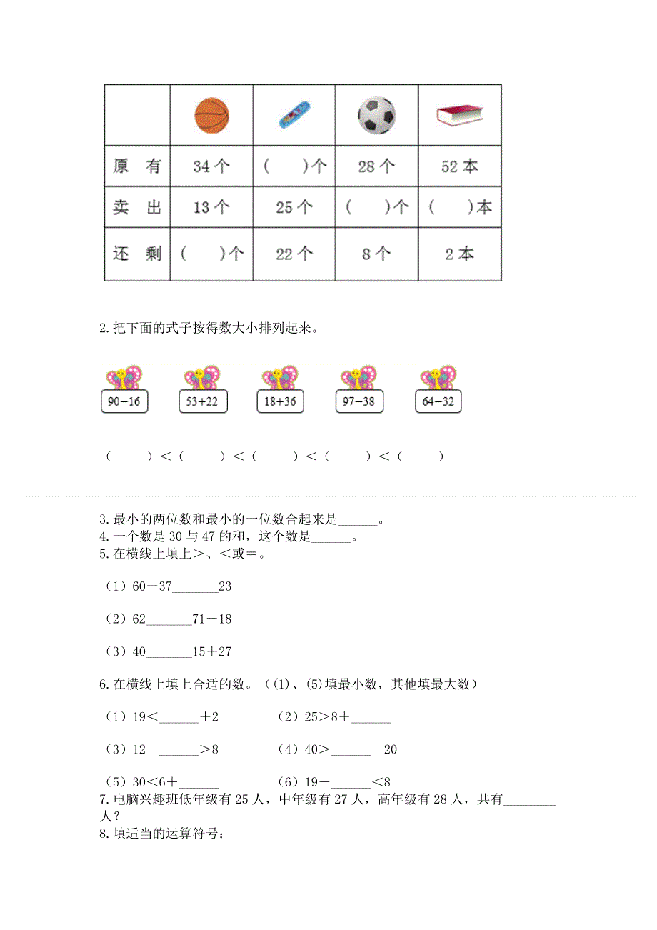 小学二年级数学100以内的加法和减法练习题含答案（模拟题）.docx_第2页