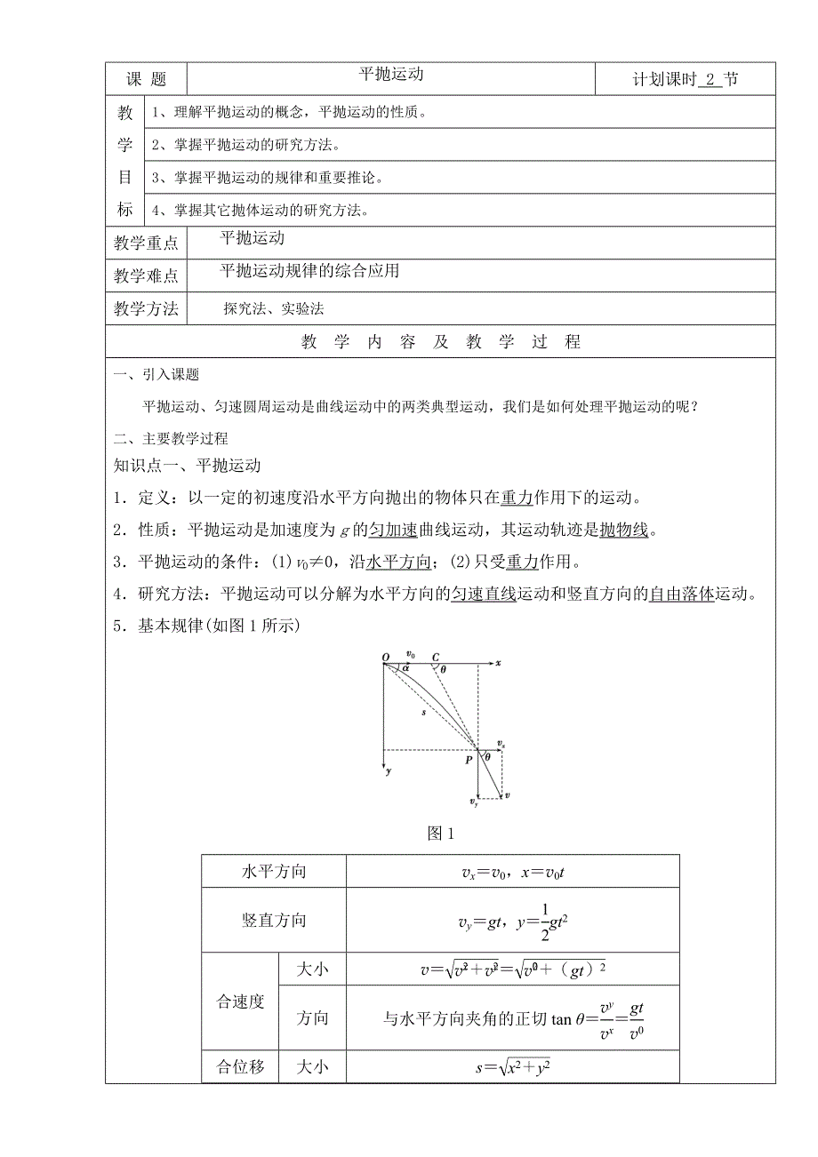 云南省峨山彝族自治县第一中学2017届高三物理一轮复习教案：平抛运动 WORD版含解析.doc_第1页