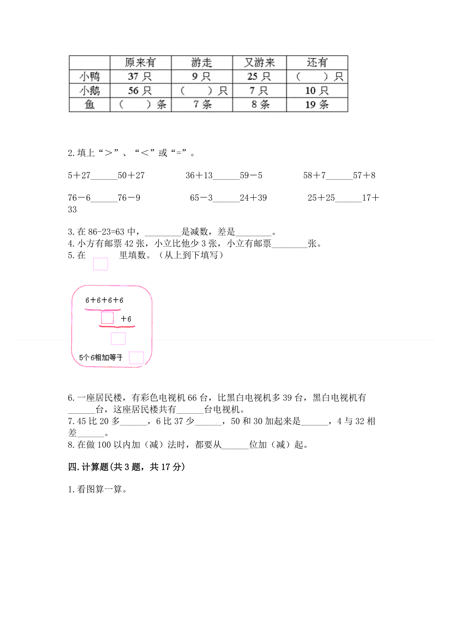 小学二年级数学100以内的加法和减法练习题（有一套）word版.docx_第2页