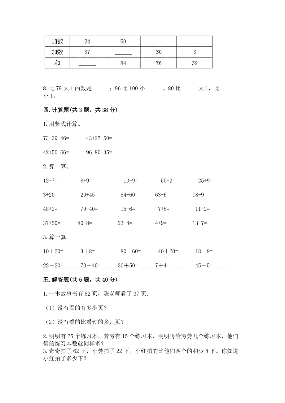 小学二年级数学100以内的加法和减法练习题（精练）.docx_第3页